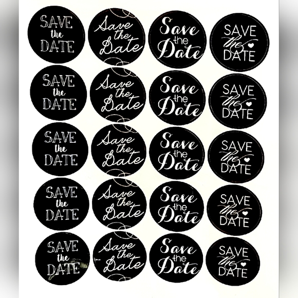 NWT Forever In Time Set of 40 Round Black/White SAVE THE DATE Sticker Seals! - Picture 9 of 9